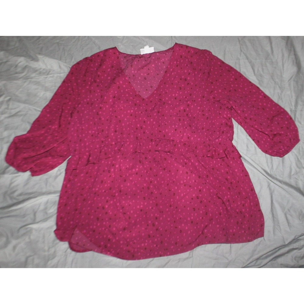 Isabel Maternity by Ingrid & Isabel 3/4 Sleeve Ruffle Waist Woven Top Size M
